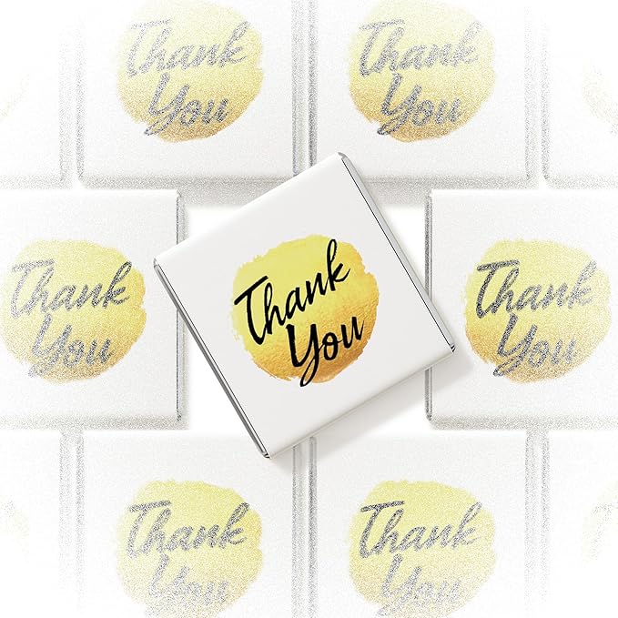 50 pcs Thank You Chocolates - Elegant Milk and Dark Chocolate Treats for Weddings Events Corporate Gifts and Special Occasions (dark) ((Design 3 - dark))