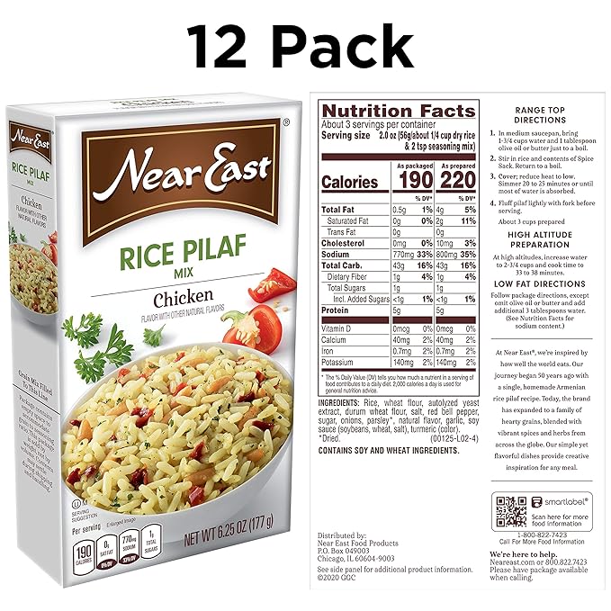 Near East Rice Pilaf Mix Chicken 6.25oz Boxes (12 Pack)