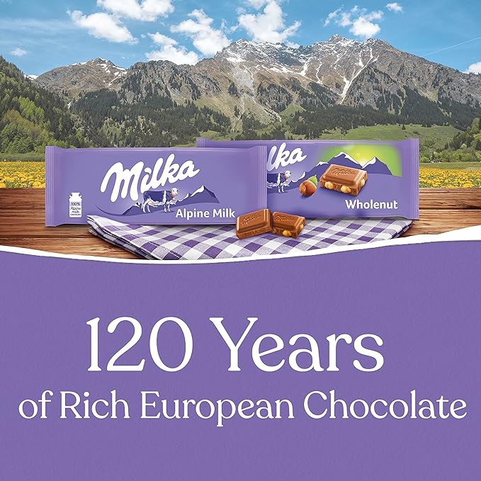 Milka European Chocolate Bars Variety Pack Alpine Milk Chocolate &amp Wholenut Hazelnut Chocolate 10 - 3.52 oz Bars
