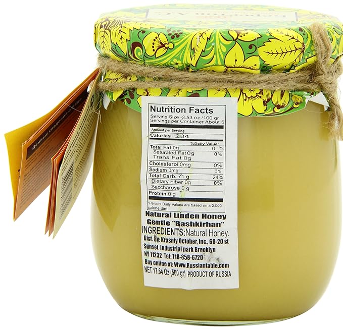 Berestov Premium Sweet White Linden Honey 500 Gram 17.74 Ounce