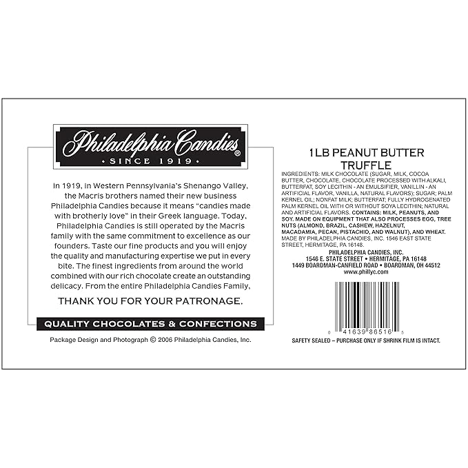 Philadelphia Candies Milk Chocolate Peanut Butter Truffles Net Wt 1 lb