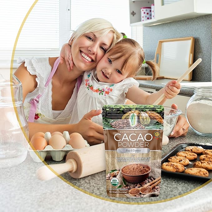 PNM Cacao Powder Organic Raw Unsweetened Cocoa (3 Pack 16 Oz)