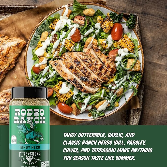 Fire &amp Smoke Society Rodeo Ranch Chicken Seasoning | BBQ Seasonings and Rubs for Smoking | Chicken Pork Fish Vegetables | Buttermilk Dill Parsley Chives | Large (2-Pack)