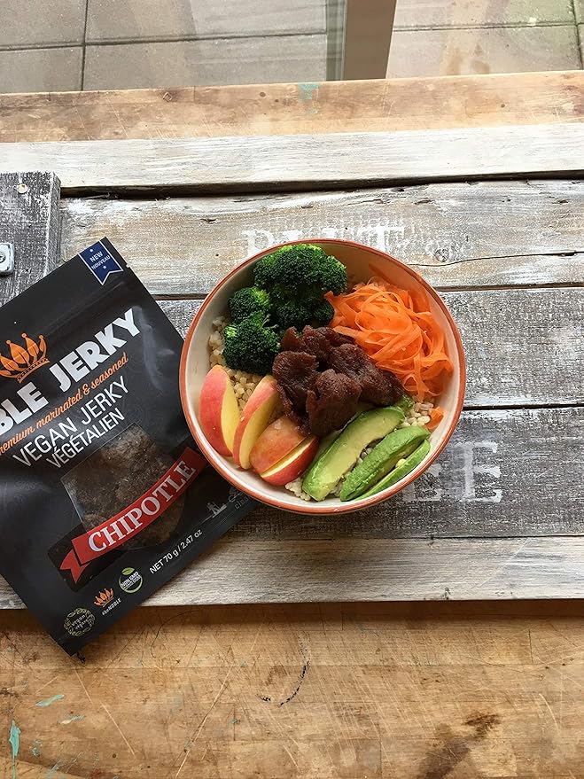 Noble Jerky - Vegan Vegetarian Plant Based Snack Non-GMO (Chipotle 12 Bags (70 gram Bags))