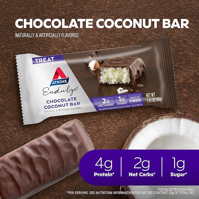 Quest High Protein Peanut Butter Cups (17.76 Oz) and Atkins Chocolate Coconut Bars with Fiber (16 Count)