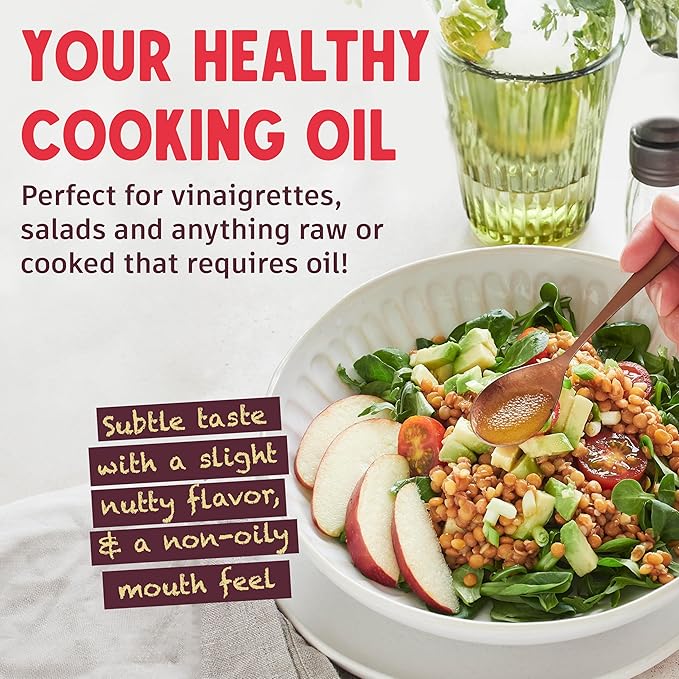 Gourmanity Rice Bran Oil Bulk 1.32 Gallon Easy Pour Bottle Heart Healthy Oil Made From 100% Pure Rice Bran Perfect for Cooking Frying &amp Skincare Non GMO Halal Kosher (169 fl oz/1.32 gal)