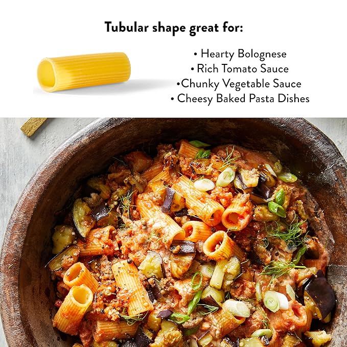 DeLallo Rigatoni Pasta 1 Pound Bag 7 Pack Made in Italy Cooks in 13 Minutes Made with Durum Wheat Semolina Flour Al Dente Texture Non-GMO