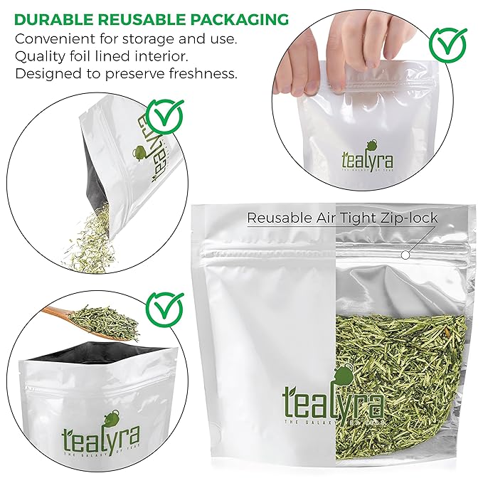 Tealyra - Premium Kukicha Twig Kabuse - Japanese Green tea - Loose Leaf Tea - Mild Slightly Nutty Flavour - High Level of Antioxidants - Caffeine Level Low - 200g