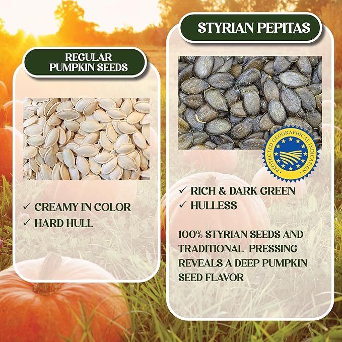Gourmanity Organic Cold Pressed Styrian Pumpkin Seed Oil Traditionally Made in Austria 100% Pure Healthy and Delicious Oil Non-GMO Vegan and Keto Friendly Perfect Drizzled Over Salads 16.9 oz