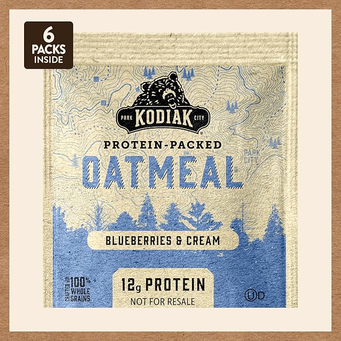 Kodiak Instant Oatmeal Packets Blueberries &amp Cream High Protein 100% Whole Grains 6 boxes with 6 packets (36 packets)