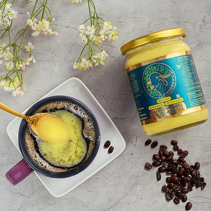GirOrganic Grass Fed A2 Ghee | Clarified Butter (16 Oz) - Unsalted Gir Cow Ghee Butter - Organic Ghee Oil - Pasture Raised Lactose-Free 16 Oz