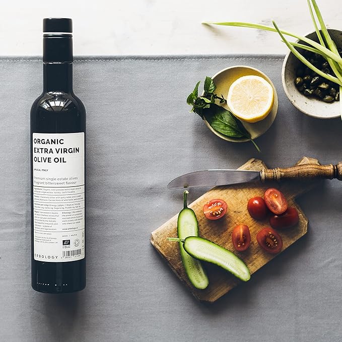 Erbology Organic Extra Virgin Olive Oil 17 fl oz - Early Harvest - 742 mg/kg Polyphenols - 0.15% Free Acidity - 100% Coratina Olives Hand-Picked and Pressed on a Family-Run Single Estate in Apulia It
