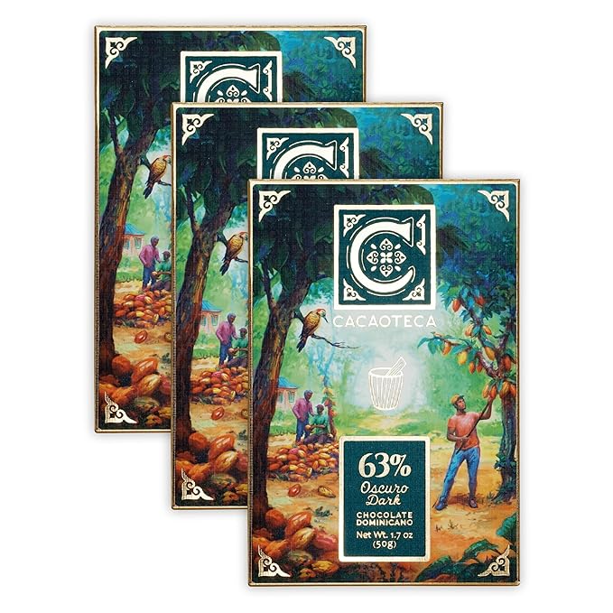 Cacaoteca 63% Dark Chocolate 3 Pack - Dominican Chocolate - Bean-to-Bar Direct Sourced - Soy-Free Gluten-Free Vegan - Bundle