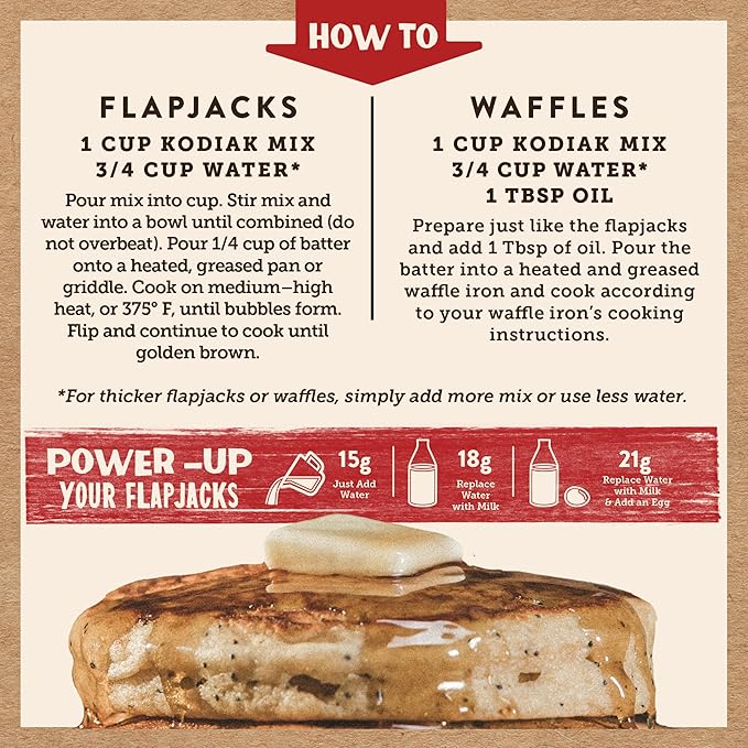 Kodiak Cakes Power Cakes Pancake &amp Waffle Mix Almond Poppyseed High Protein100% Whole Grains (Pack of 6)