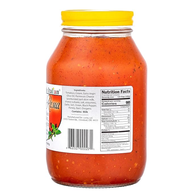 Rosa Roma Pasta Sauce - Italian Creamy Tomato Spaghetti Sauce - Vegetarian Made in USA with No Added Sugar (2 Pack 32oz Jars)