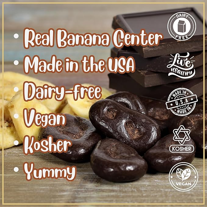 Dark Chocolate Covered Banana Chips by Its Delish 3 Lbs Jumbo Container | Gourmet Dark Chocolate Banana Chips Healthy Snacks Chocolate Fruit USA Made Vegan Kosher