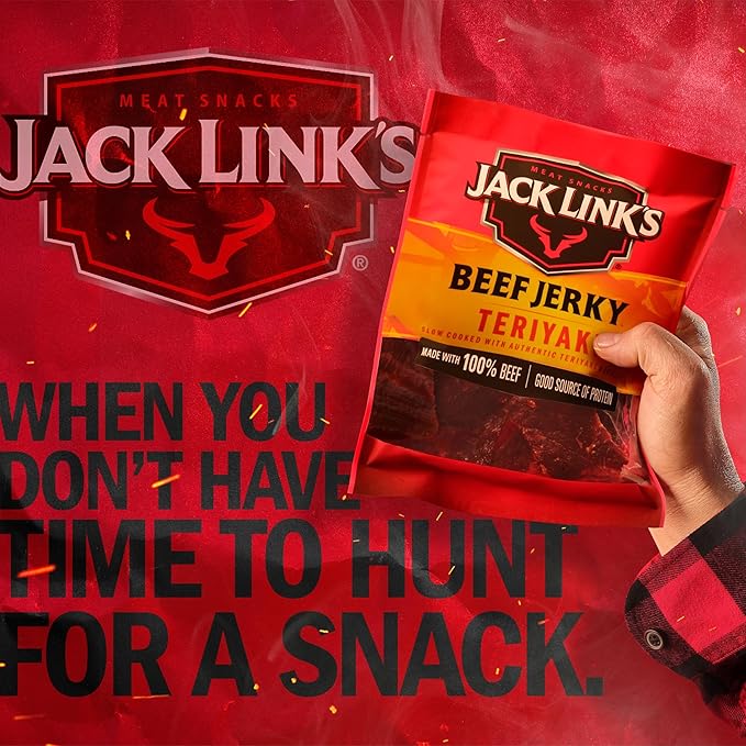 Jack Link's Teriyaki Beef Jerky - (2 Pack) 9 oz Bag - Ready to Eat Protein Snacks - 11g Protein per Serving - Made with 100% Real Beef