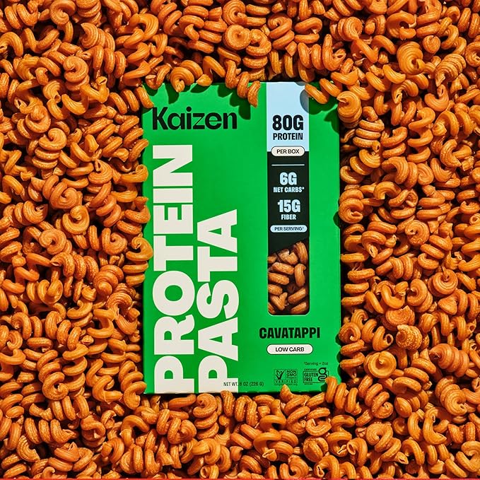 Kaizen Low Carb Keto Pasta Cavatappi - High Protein (20g) Gluten-Free Keto-Friendly (6g Net) Plant-Based Lupini Noodles made w/High Fiber Lupin Flour - 8 ounces (Pack of 3)