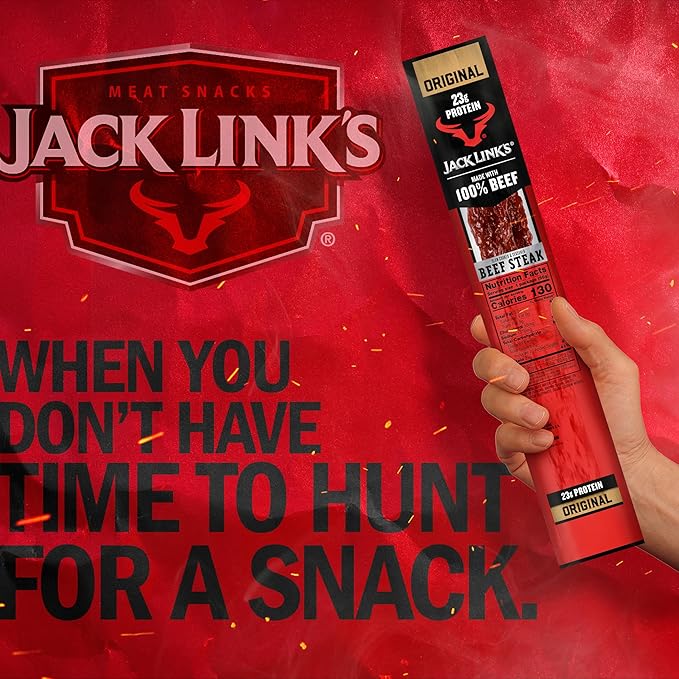 Jack Link's Beef Steak Original - Protein Snacks Beef Jerky Meat Snack with 23g of Protein Made with 100% Beef Individually Wrapped Bulk Snack Pack Keto Friendly - 2 Oz. (12 Count)