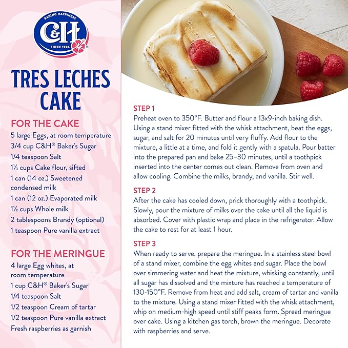 C&ampH® Pure Cane Ultrafine Granulated Baker's Sugar™ 3.5 lb Easy Baking Tub (Pack of 2) - Includes Bonus Recipe Card