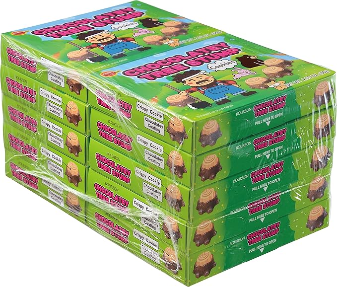 Bourbon Chocolatey Tree Stump Cookies 10-Pack – Japanese Stump-Shaped Biscuits with Rich Chocolate Filling