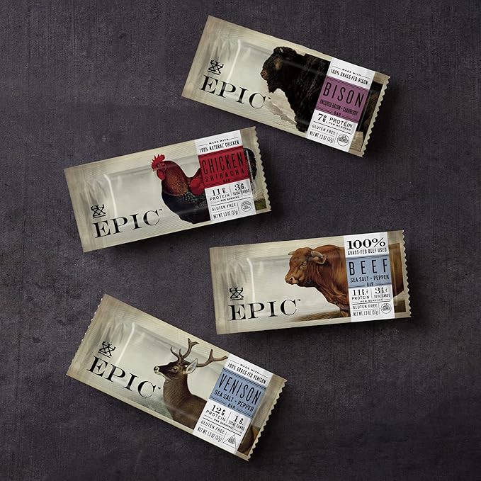 EPIC Bison Uncured Bacon and Cranberry Bars Grass-Fed Protein Bar 12 Ct 15.6 oz (Pack of 4)
