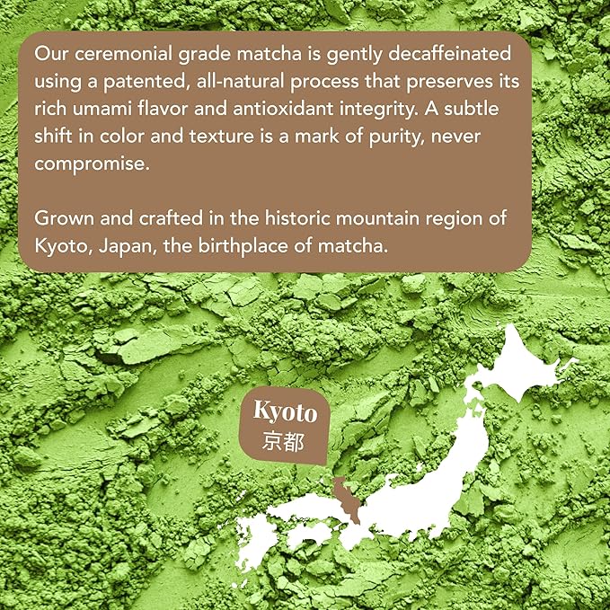 Caff Off Decaf Chocolate Matcha Green Tea Powder From Japan – 1.06 oz / 30 g – Ceremonial Grade &amp Sugar-Free – No Fillers or Milk Powders – Naturally Decaffeinated Without Chemicals – Tested for H