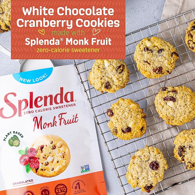 Splenda Monk Fruit Zero Calorie Plant Based Granulated Sweetener 1 Pound Resealable Bag