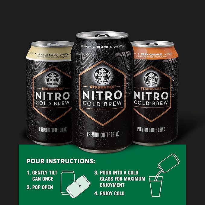 Starbucks Nitro Cold BrewVanilla Sweet Cream 9.6 fl oz Can(Pack of 16)