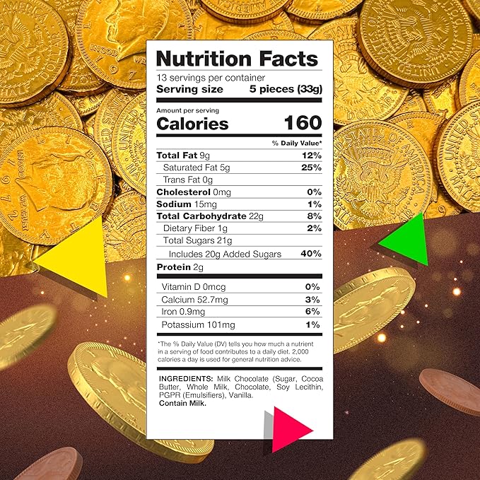 Chocolate Coins | 1 Pound Bag | Belgian Chocolate | Gold Chocolate Coins | Individually Wrapped Candy | Gold Candy for Party Favors Goodie Bags &amp Festive Celebrations