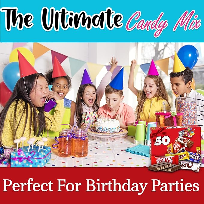 Chocolate Candy Gift Box 50 Mini Milk Chocolate Bars Includes Coffee Crisps KitkatWafers Peanut Free Chocolate Assorted Variety Individually Wrapped Bars For Gifting Red Gift Box