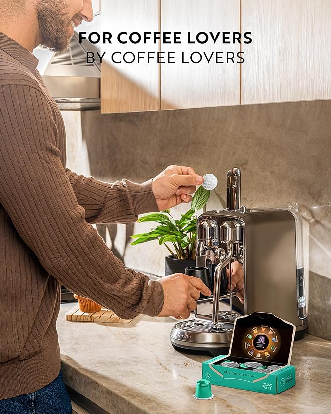 ROSSO CAFFÈ 60 Espresso Coffee Pods for Nespresso Original Machines - Pack of Rich and Bold Capsules 3 Premium Intense Dark Flavors