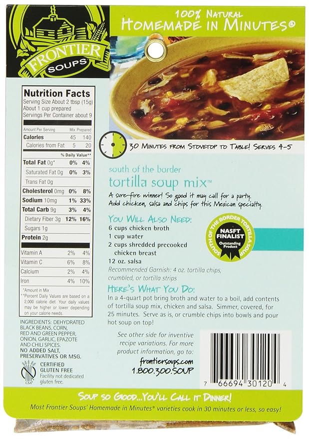 Frontier Soups Homemade In Minutes Soup Mix South of The Border Tortilla 4.5 oz (Pack of 3)