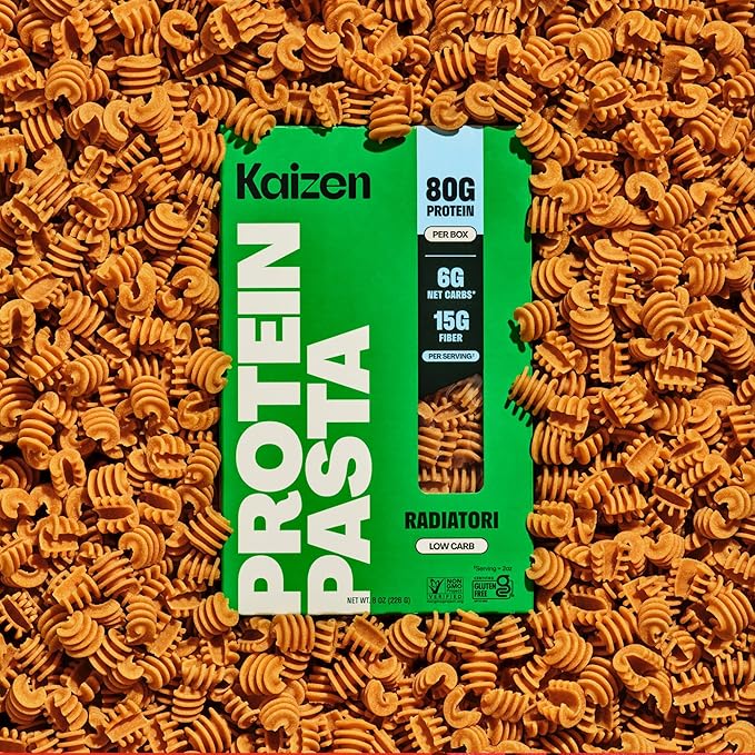 Kaizen Low Carb Keto Pasta Radiatori - High Protein (20g) Gluten-Free Keto-Friendly (6g Net) Plant-Based Lupini Noodles made w/High Fiber Lupin Flour - 8 ounces (Pack of 3)