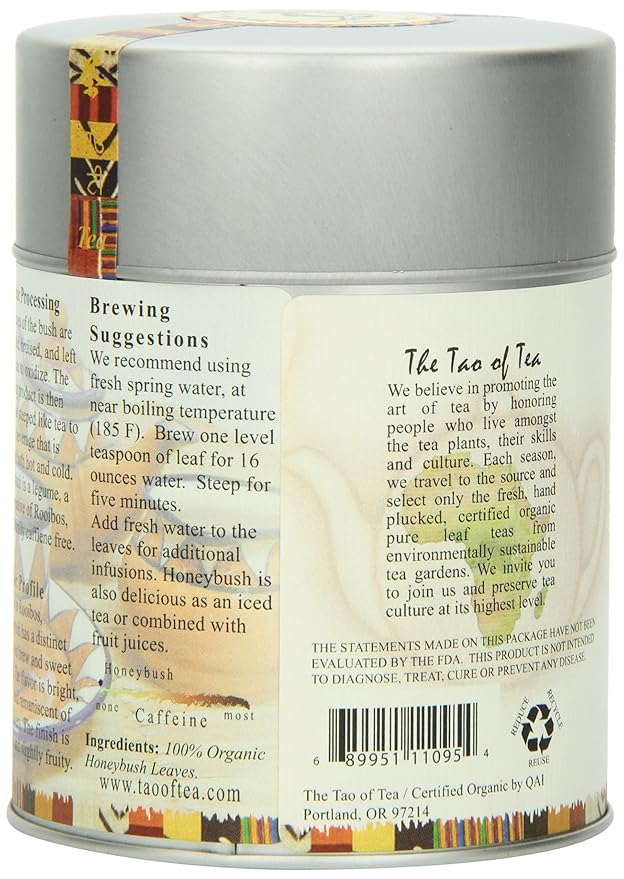 The Tao Of Tea African Red Tea Honeybush 100% Organic 4-Ounce Tins (Pack of 3)