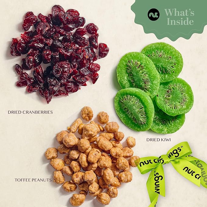NUT CRAVINGS - Easter Dried Fruits &amp Mixed Nuts Acrylic Tower Gift Basket with Ribbon (3 Tier Assortment) Ramadan Gifts Food Arrangement Healthy Snack Care Package Kosher