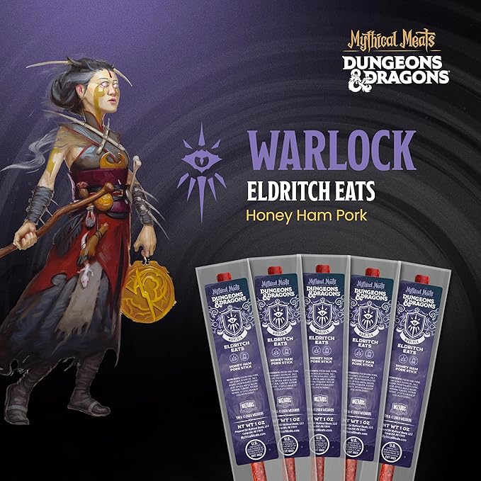 Mythical Meats Dungeons &amp Dragons Eldritch Eats (Warlock) - 12 Jerky Sticks - Honey Ham Pork Stick Gluten Free MSG Free