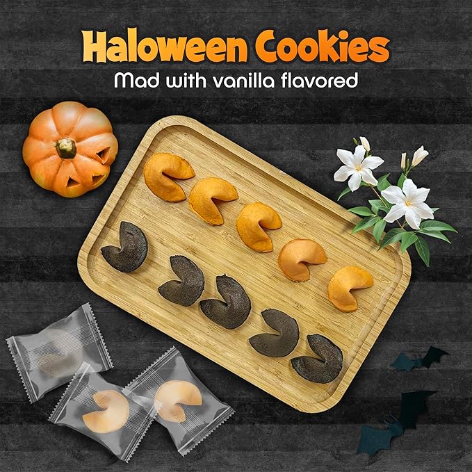 4E's Novelty Halloween Fortune Cookies Bulk - 50 Individually Wrapped with 50 Funny &amp Scary Fortune Cookies Sayings for Kids &amp Adults Trick-or-Treat Perfect for Halloween Party