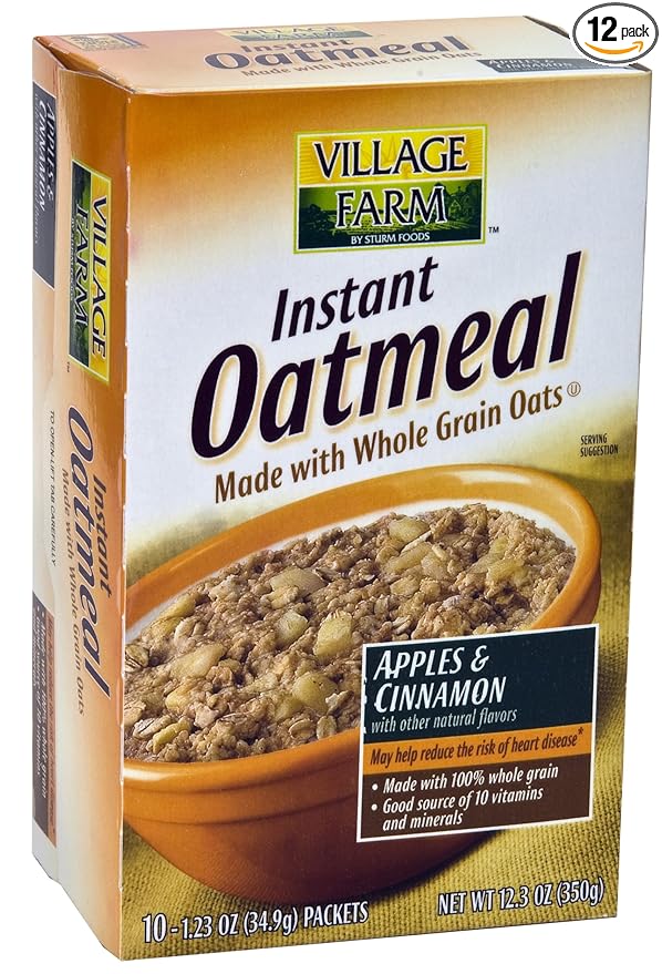Sturm's Village Farm Instant Oatmeal Apple Cinnamon 10 Count 12.5-Ounce Boxes (Pack of 12)