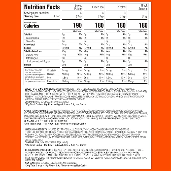 Benope Protein bar Korean Flavors Variety Pack 60g x 12ea high protein low sugar low carb energy bar nutritious snack high protein snacks gluten free