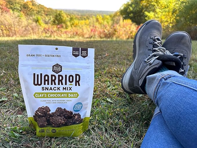 BeeFree Warrior Mix Gluten Free Granola - Chunky Granola Bites | Paleo Granola Low Carb Grain Free Preservative Free Oat Free | Granola for Yogurt Low Calorie Snacks | Clay’s Chocolate Buzz 9 Ou