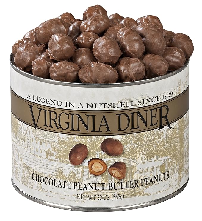 Virginia Diner - Gourmet Natural Extra Large Chocolate Peanut Butter Covered Virginia Peanuts 20 Ounce Tin