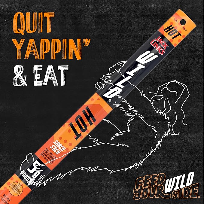 Jack Link's WILD Snack Sticks Hot Spicy - Protein Snack Sticks with 5g of Protein per Serving Keto Friendly Individually Wrapped - 1.0 Oz. (Pack of 20)