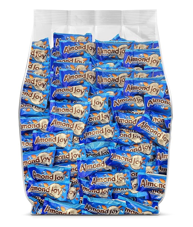 AlmondJoy Candy Bars Bulk Fun Size Candy – 50 Snack Size Almond Joys Chocolate Candy Individually Wrapped – AlmondJoy Bulk Chocolate for Snacking Sharing Parties and Events – Milk Chocolate Coconut