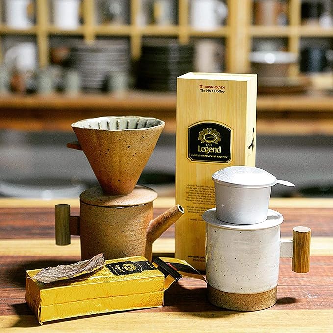 TRUNG NGUYÊN LEGEND PREMIUM COFFEE BOX for Business &amp Coffee Connoisseurs - Light Roasted Ground Strong and Flavorful Vietnamese Energy Coffee (8oz)