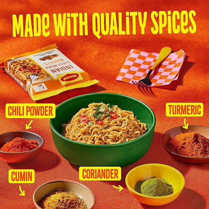 Maggi Indian Classic Masala Noodles Instant Noodles 3 Min Indian Noodles Mildly Spicy 24Pk