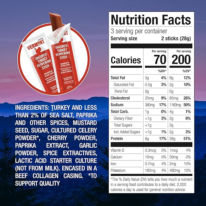 Vermont Smoke and Cure Mini Meat Sticks Uncured Pepperoni Turkey 96 Count 0.5 ounce (96 count)