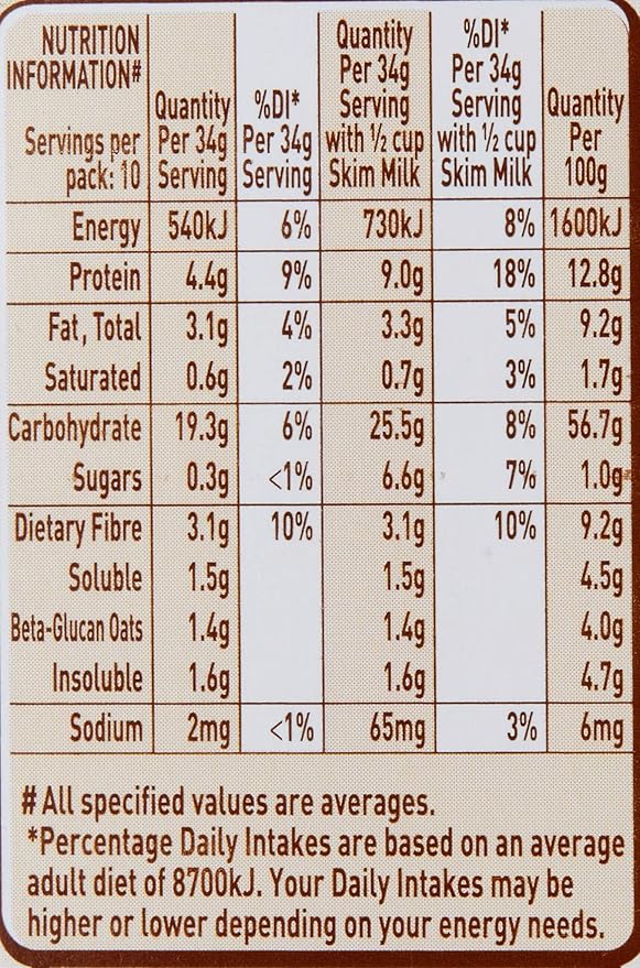 UNCLE TOBYS Oats Quick Sachets Original 10 Sachets 340g