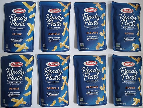 8-pack Variety Barilla Ready Pasta: 2 pouches each of Rotini Penne Elbows and Gemelli [2020]