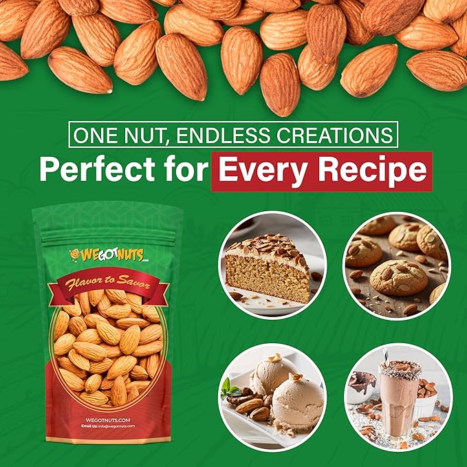 We Got Nuts Jumbo California Almonds 64oz (4 Pounds) (Whole Naturel Non Gmo Shelled Unsalted)